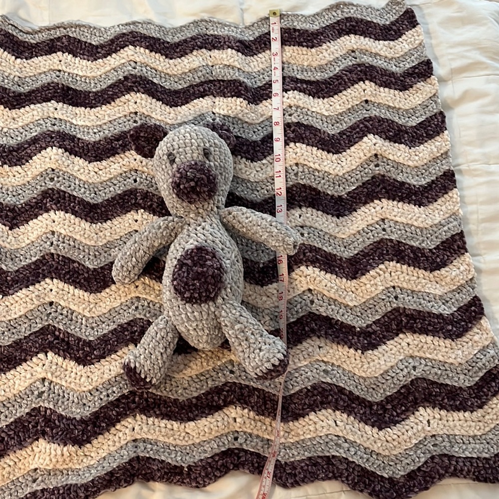 Handmade baby blanket and bear